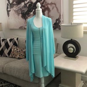 Herve Leger Aqua Full zip bandage dress and wrap